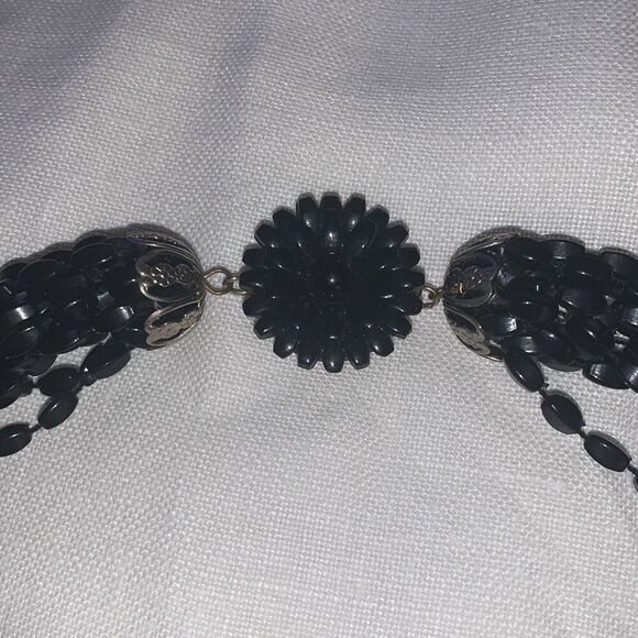 Vintage MCM Whimsigoth Black Beaded Multi Strand Necklace 25” - Picture 5 of 16